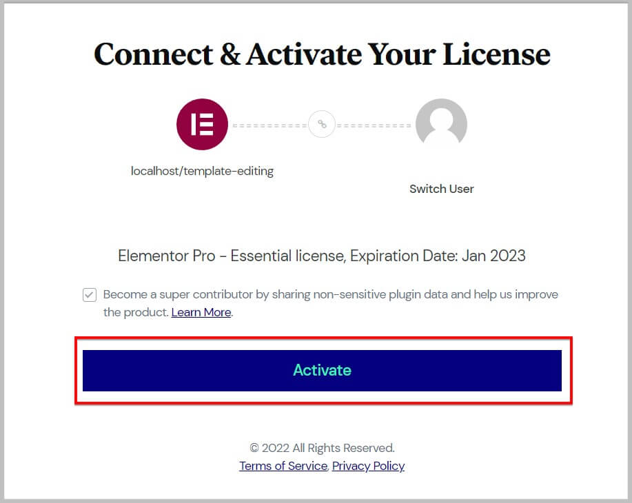 连接并激活Elementor Pro许可证到您的WordPress站点