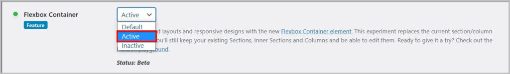 在Elementor 3.9中激活Flexbox容器实验